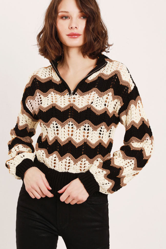 Riley Zigzag Lace Zip