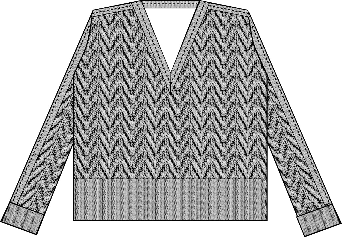 Chevron Pointelle V-Neck