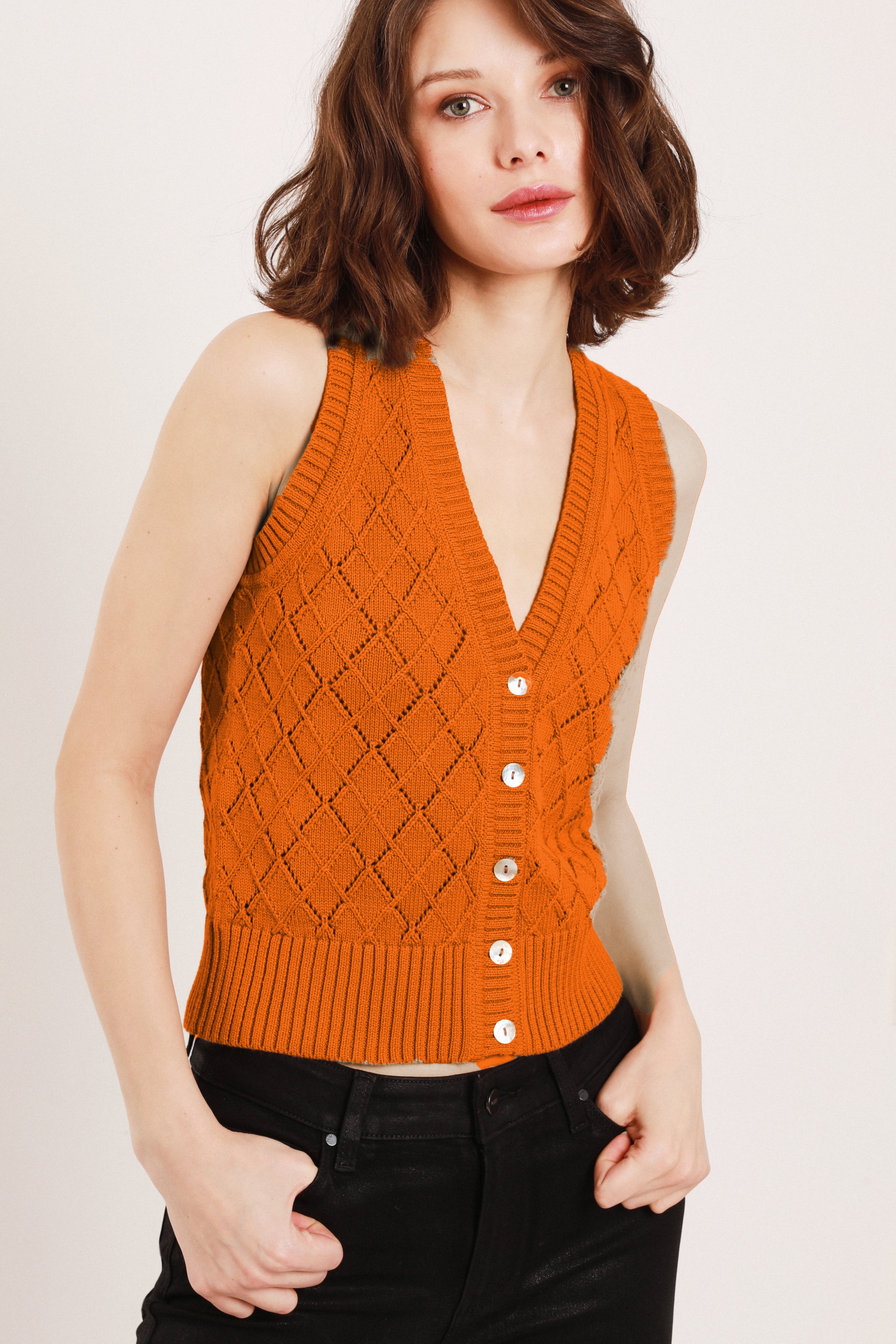Camila Lace Argyle Vest