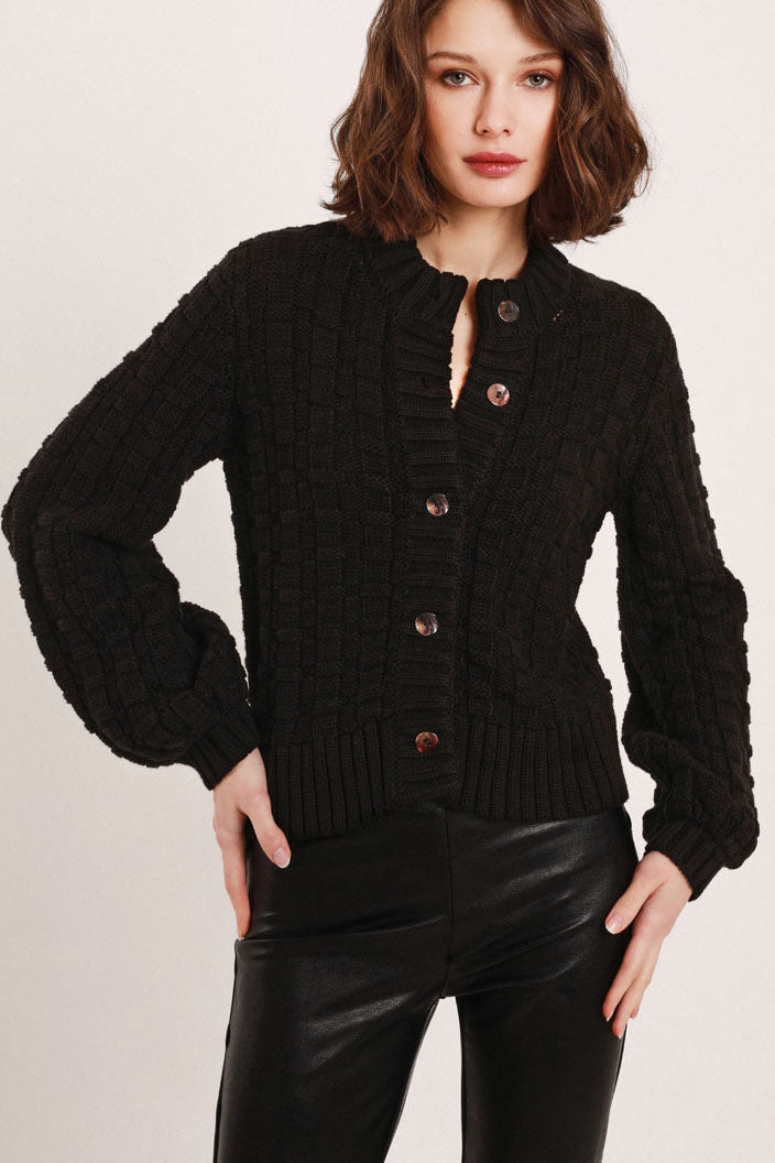 Celia Plaid Textured Cadigan