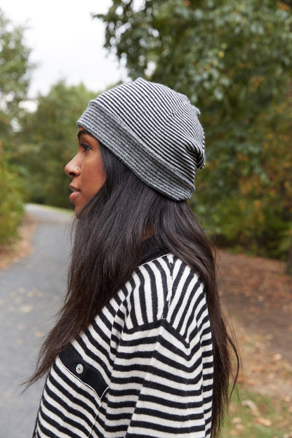 Highland Cashmere Striped Beanie Hat